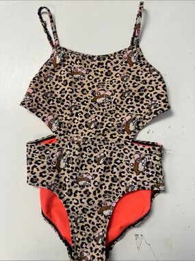 BUC-EES Leopard monokini one piece swimsuit Youth Small 6/7
